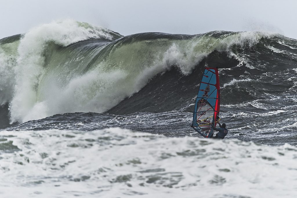 Dany Bruch from Germany performs at the Mission 2 of the Red Bull Storm Chase in Tamma Harbour, Tasmania on August 18 2013.