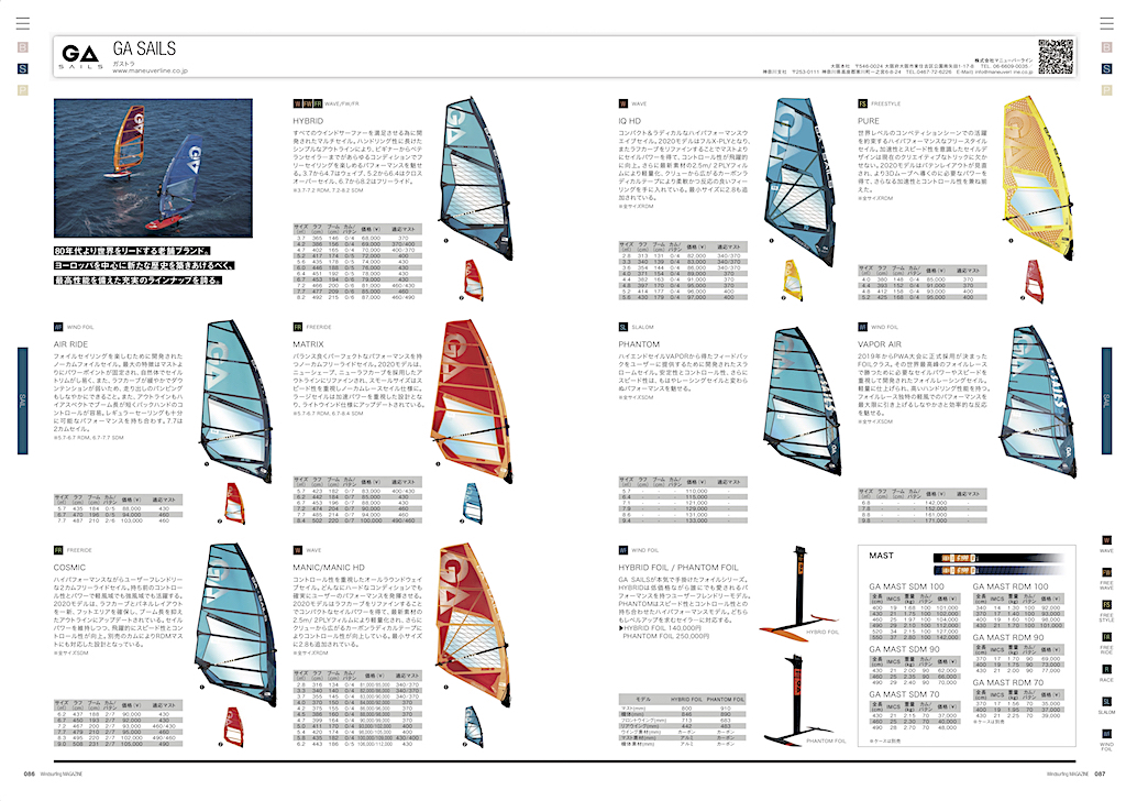 |WINDSURFING Gear Catalog 2020| ボード、セイル、パーツ&アクセサリー、全28ブランドのニューモデルを一挙掲載